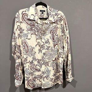 Club Room paisley long sleeve button down shirt (XL)